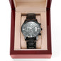 Luxury Birthday Gift for Husband or Son - Engraved Chronograph Black Watch