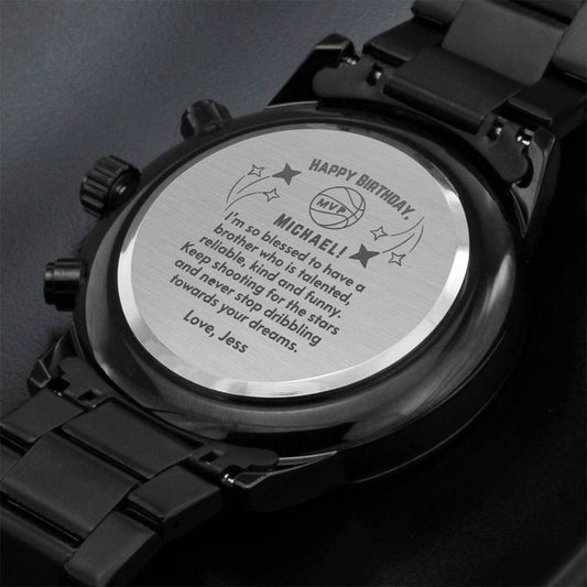 Personalized Luxury Birthday Watch For Brother - Basketball Gift from Sister.