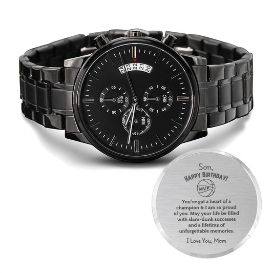 Personalized Basketball Watch Gift for Son from Mom – Unique Engraved Keepsake