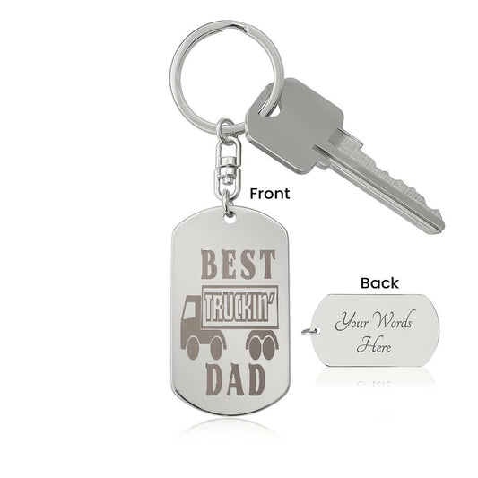 Trucker Dog Tag KeyChain Gift For Dad