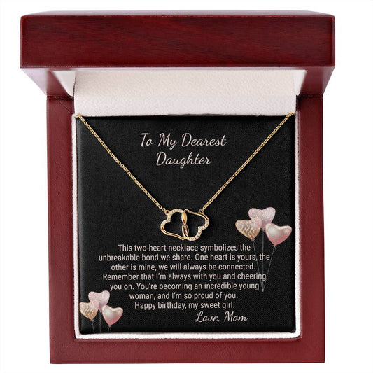 Two Heart Necklace - Emotional 19th Birthday Gift for Daughter - Personalized Jewelry for Teens