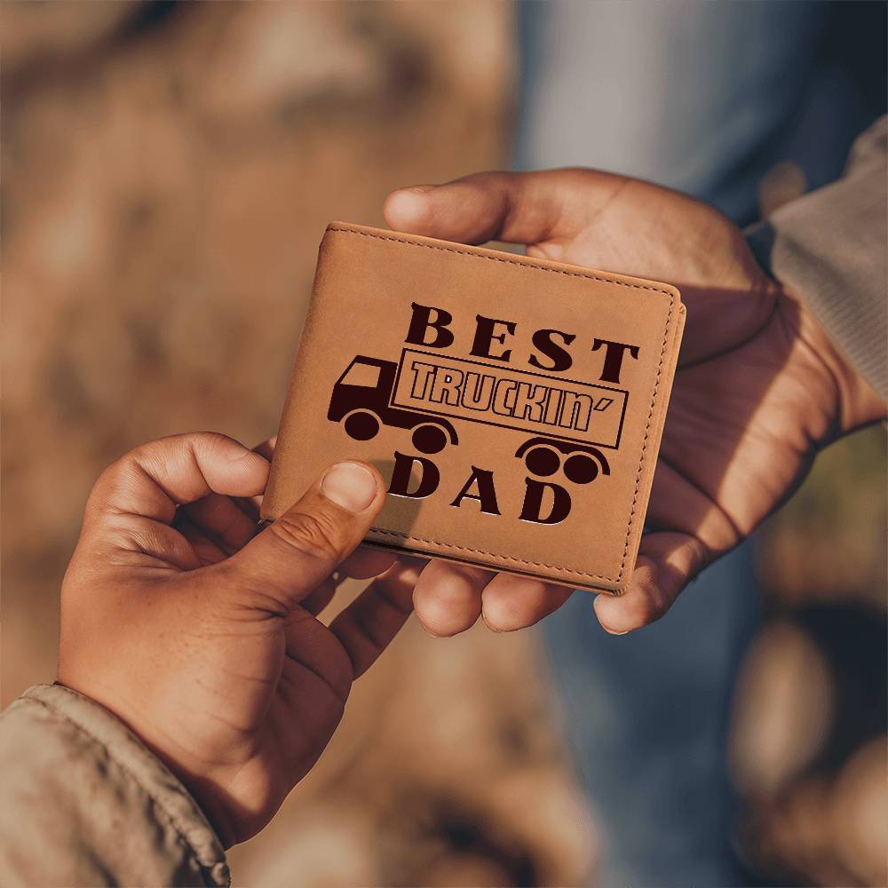 Unique Personalized Best Truckin Dad Wallet - Father's Day or Birthday Gift For Dad