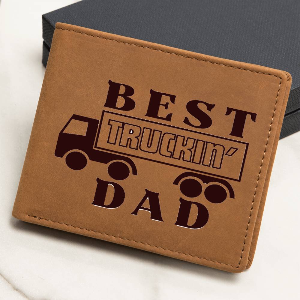 Unique Personalized Best Truckin Dad Wallet - Father's Day or Birthday Gift For Dad