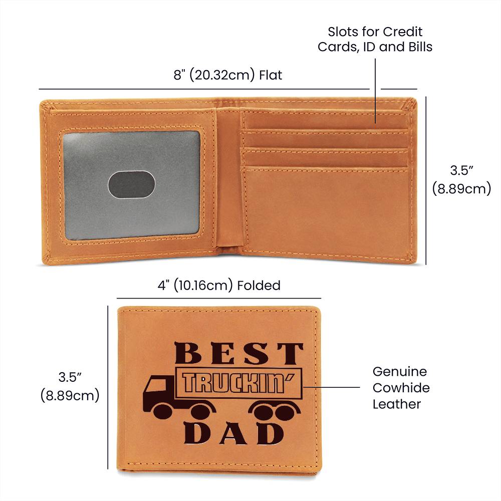 Unique Personalized Best Truckin Dad Wallet - Father's Day or Birthday Gift For Dad