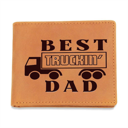 Unique Personalized Best Truckin Dad Wallet - Father's Day or Birthday Gift For Dad