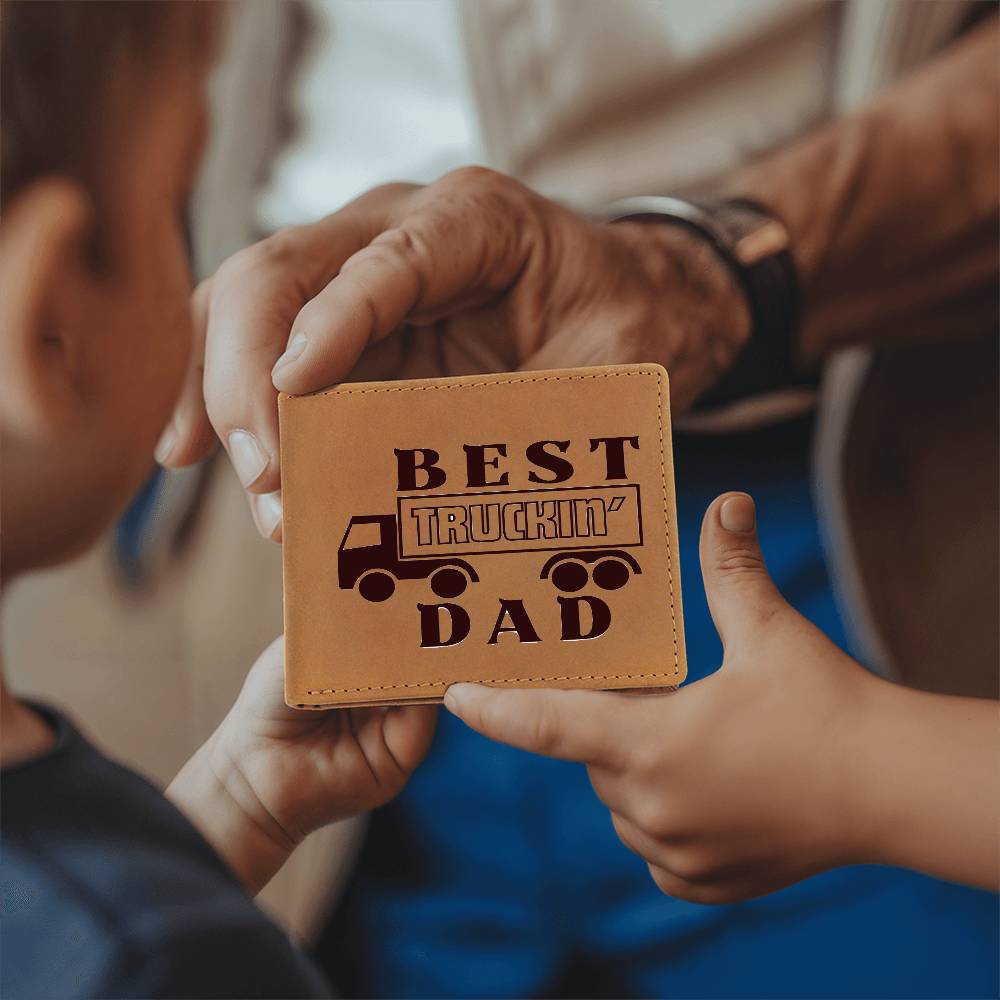 Unique Personalized Best Truckin Dad Wallet - Father's Day or Birthday Gift For Dad