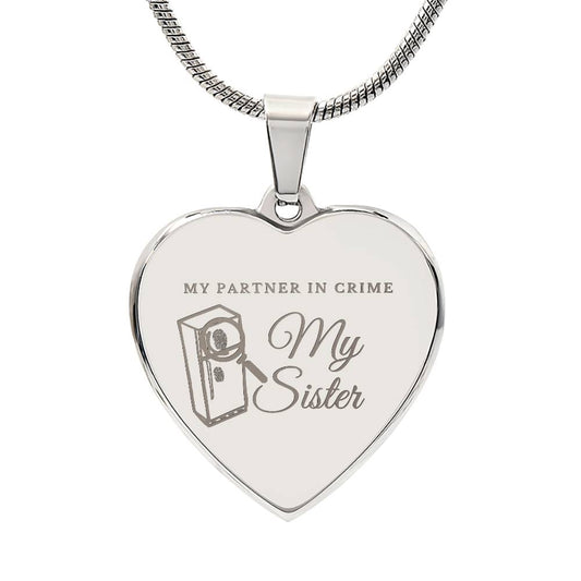 My Partner In Crime My Sister Heart Necklace Gift