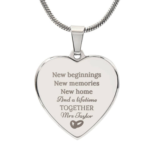 Personalized Engraved Heart Necklace Bridal Gift