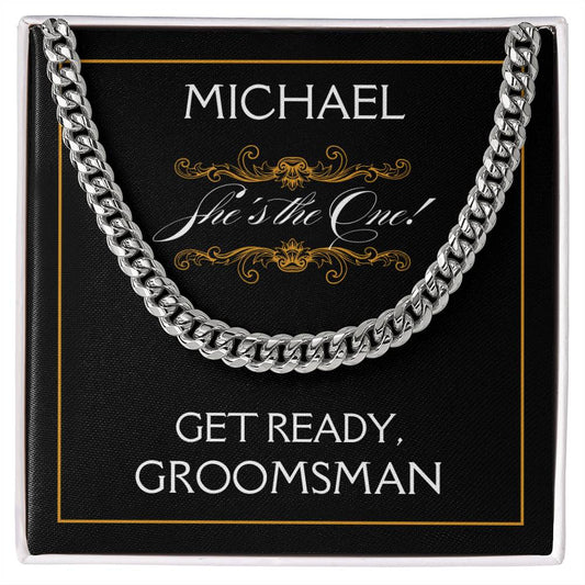 Personalized Groomsman Proposal Gift - Cuban Link Necklace With Message Card Groomsman Gift